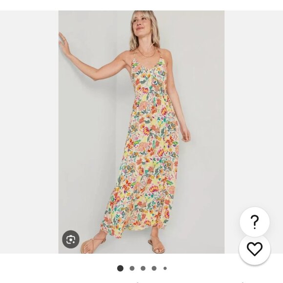 NWT Old Navy Fit & Flare Maxi Halter Dress SZ X-Large Crinkled Floral Resortwear - Picture 1 of 13